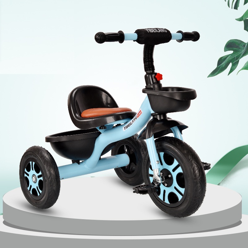 Xe đạp ba bánh trẻ em 001 ghế ngồi bằng nệm có giỏ và hộp đựng đồ chơi dành cho bé 1-7 tuổi