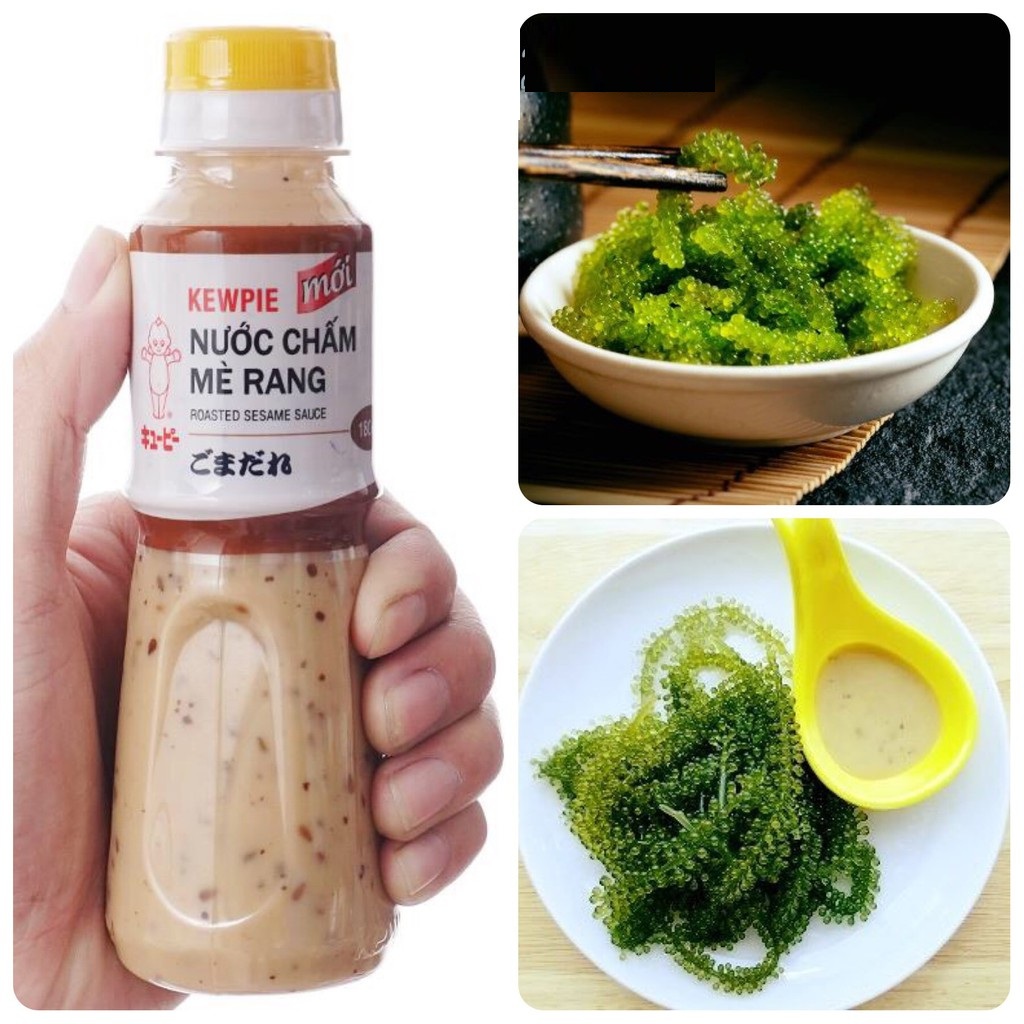 Nước Chấm Sốt Mè Rang Kewpie chai 180ml Beyeu1688 tặng Kèm 1 Bịch Rong Nho 25gr Bộ Đôi Hoàng Hảo DAV021