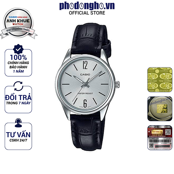 Đồng hồ nữ dây da casio anh khuê ltp-v005l-7budf