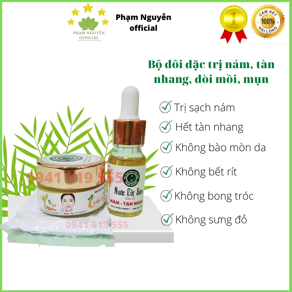 Bộ đôi làm mờ nám, tàn nhang, giảm mụn, thâm, đồi mồi, chân chim đông y gia truyền Phạm Nguyễn