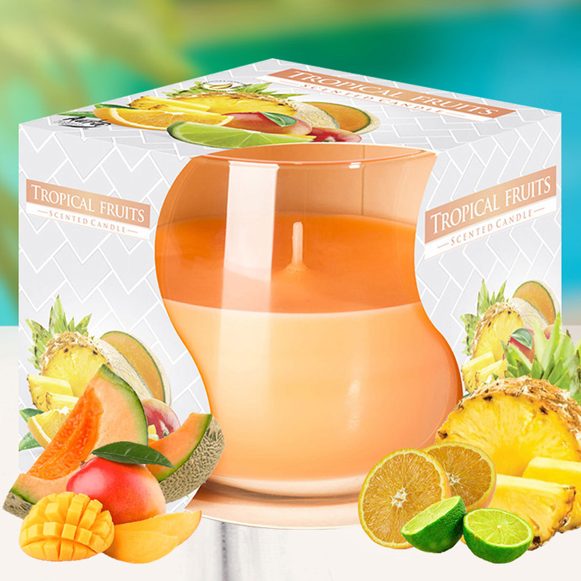 Ly Nến Thơm Tinh Dầu Bispol Tropical Fruits 100g.Tinh dầu thơm phòng.TRÁI CÂY NHIỆT ĐỚI. Nến trang trí. Sáp thơm.Khử mùi. Nến thơm tinh dầu thiên nhiên cao cấp nhập khẩu Châu Âu