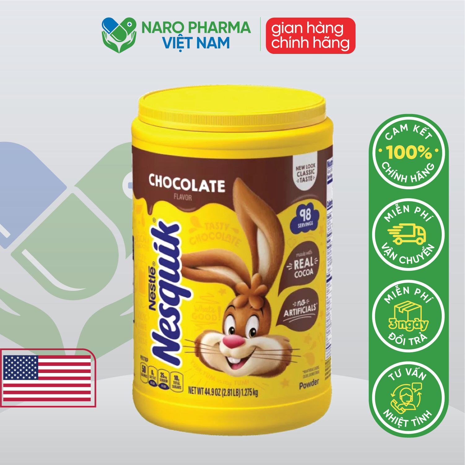 Sữa bột socola nesquik 1.275kg – mỹ date 2025