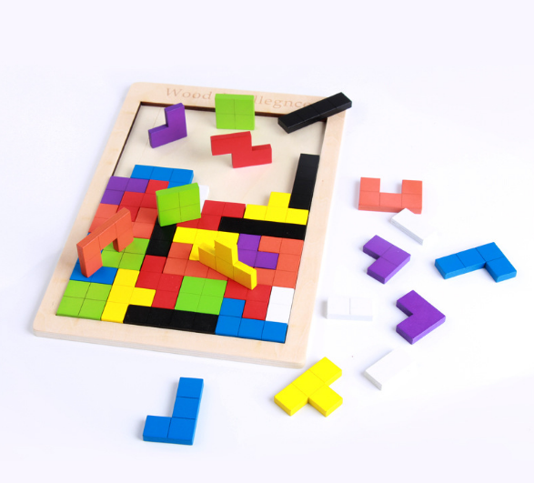 Đồ chơi bảng ghép Tetris Montessori gỗ- xếp gạch thông minh cho bé