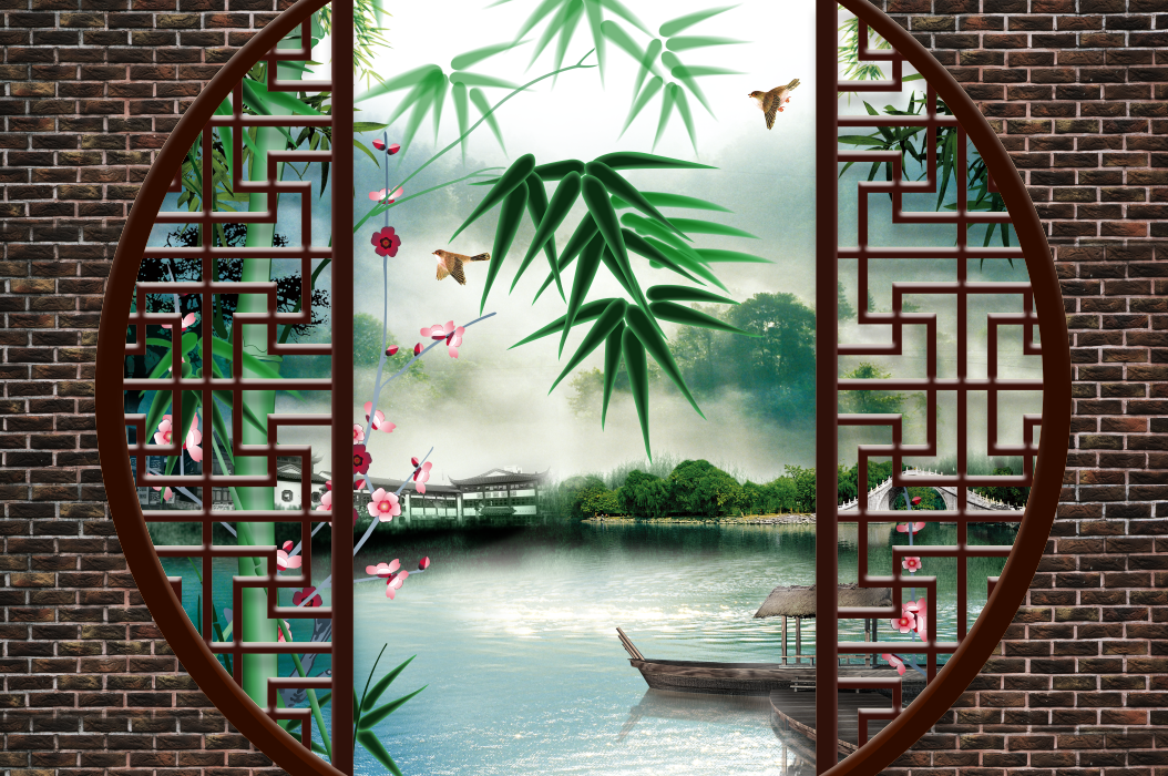  Tranh dán tường 3d cửa sổ phòng khách tinh tế nhiều mẫu 