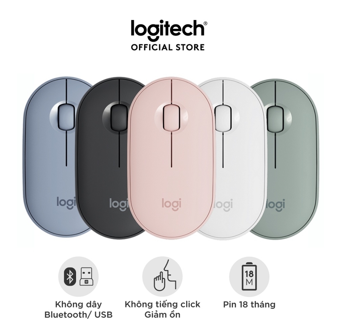 Chuột Không Dây Logitech Pebble M350 Silent Mouse , Hàng Công Ty ,Bảo Hành 6 Tháng