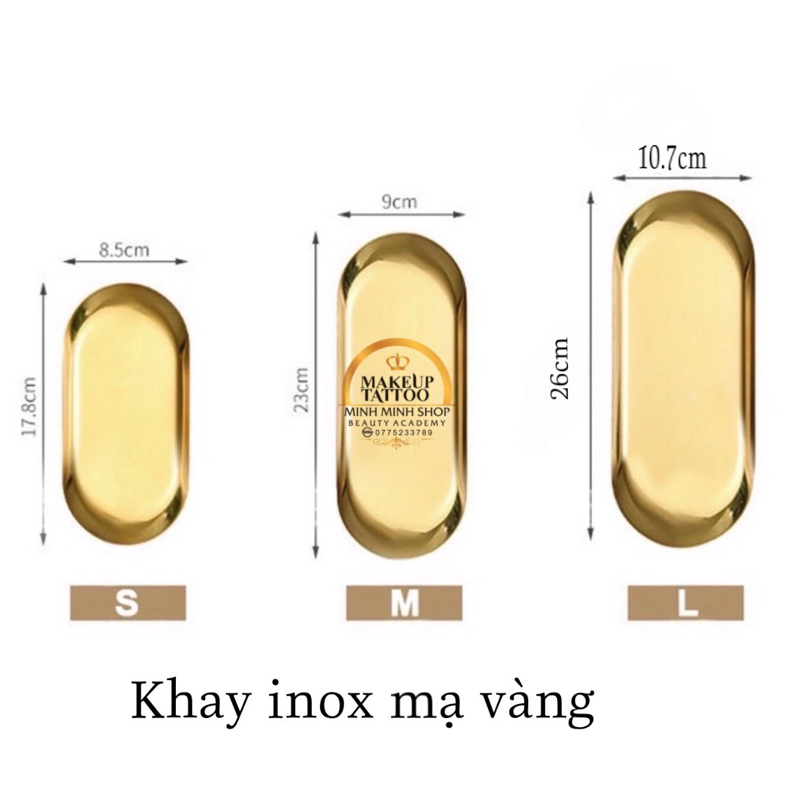 Khay inox mạ vàng chuyên dùng cho phun xăm, spa thẩm mỹ