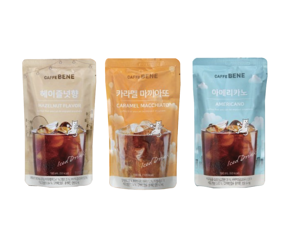 Combo 3 gói Cafe pha sẵn Americano/Caramel Macchiato/Hạt phỉ CaffeBene x 190ml/gói