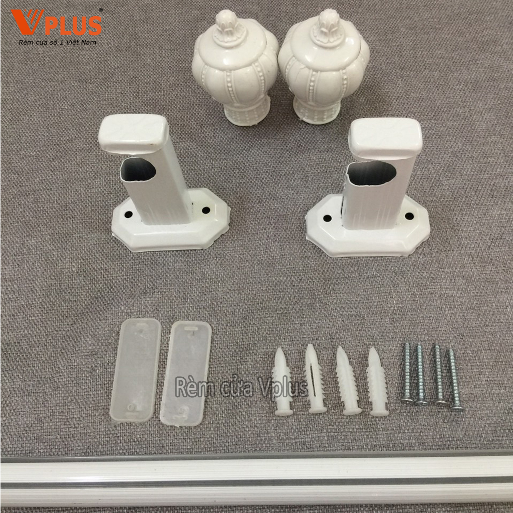 Com Bo Thanh Phụ Kiện Treo Rèm Khoen Đục Lỗ Ore Vplus Bao Gồm Thanh Treo Trụ Đỡ Đầu Bịt Rèm Núm Vén