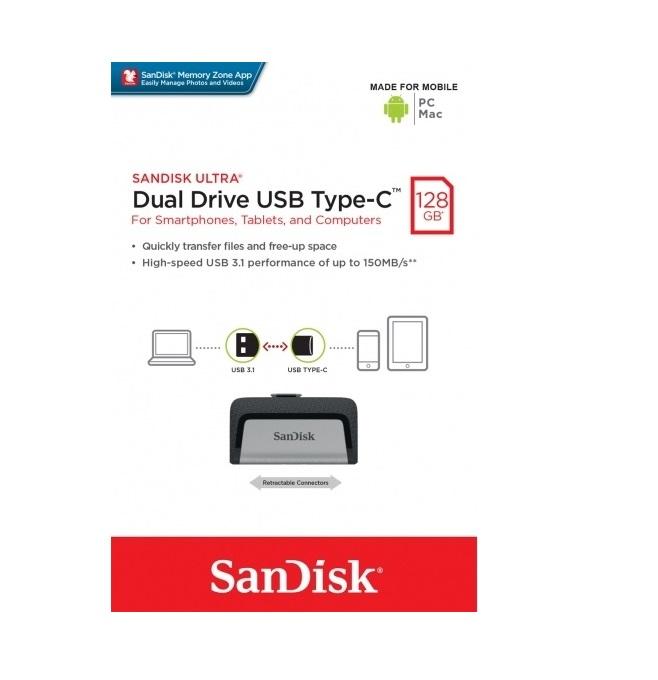 Usb otg sandisk ultra dual type-c 3.1 128gb 150mb/s