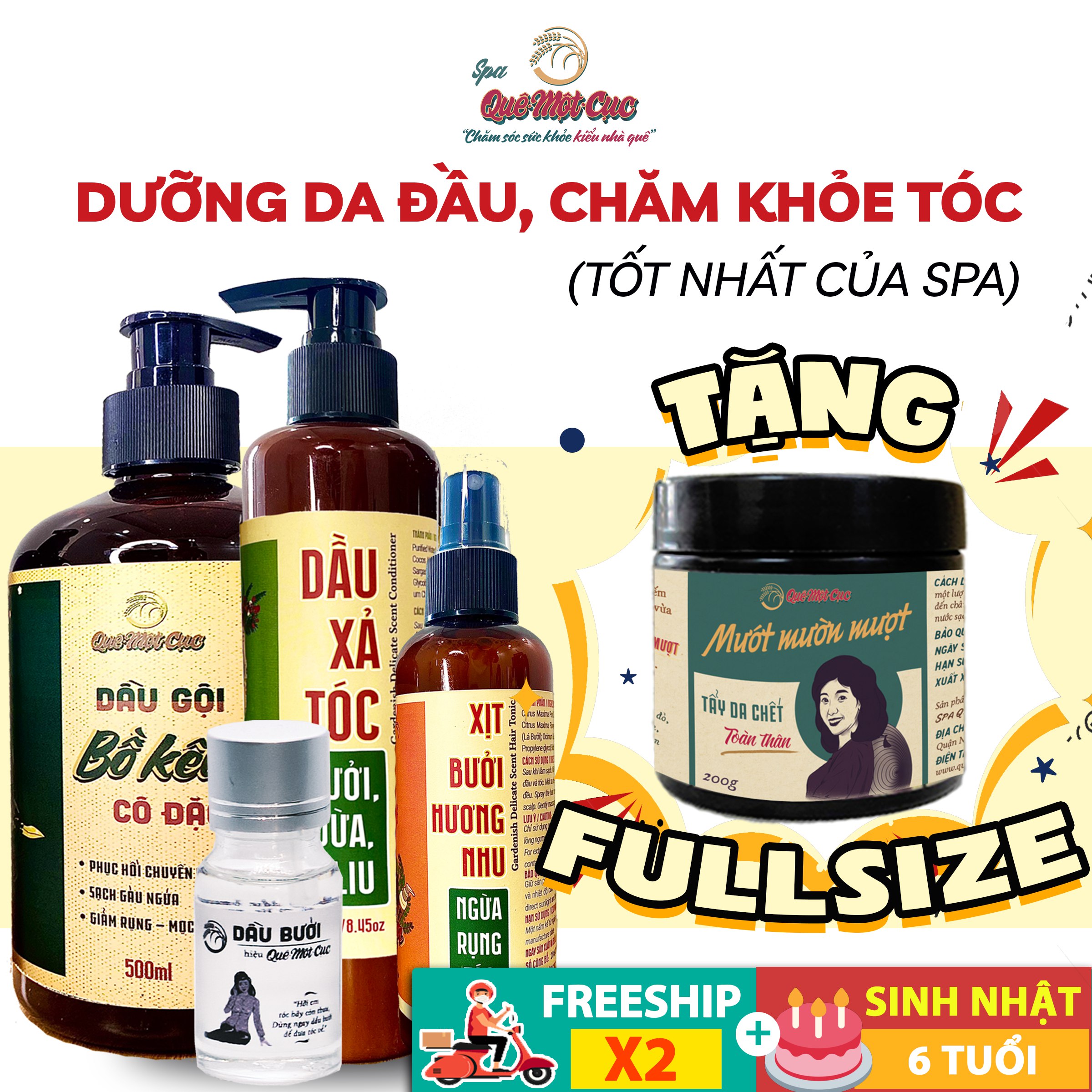 [HCM]Bộ dầu gội dầu xả xịt dưỡng tóc tinh dầu bưởi 4 món giảm rụng phục hồi tái tạo tóc hư tổn mọi cấp độ QUÊ MỘT CỤC minisize (đen - trắng - trong)