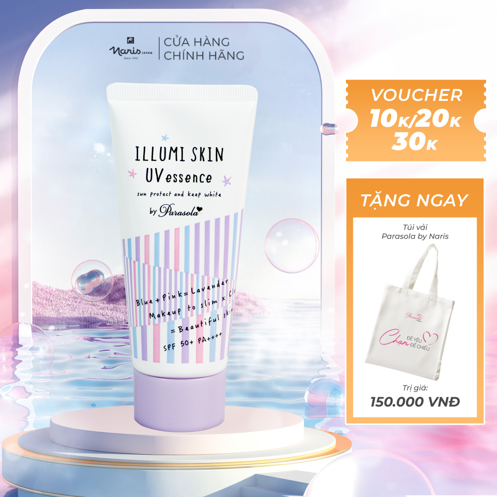 Kem chống nắng Dưỡng da nâng tông dạng gel Naris Parasola Illumi Skin UV Essence, UV 2-sao SPF50+ PA+++ 80Gr