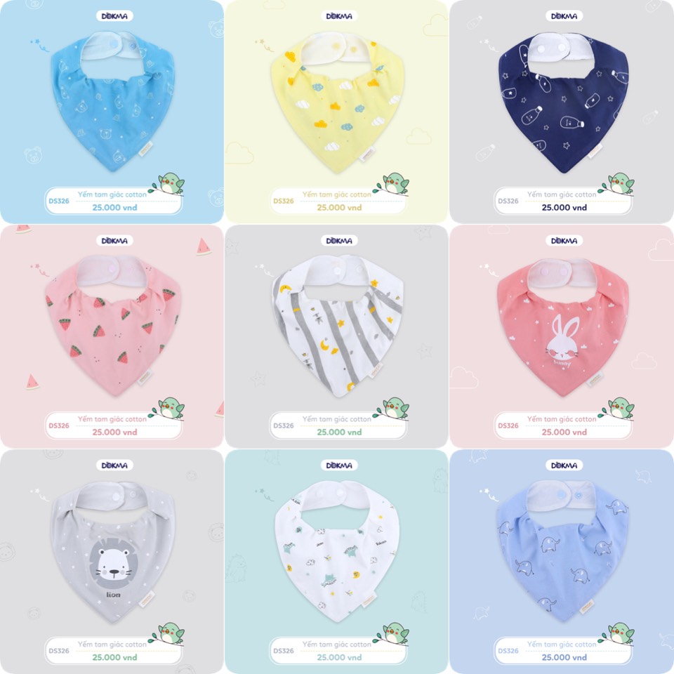 Dokma yếm tam giác cotton bé trai bé gái ds326