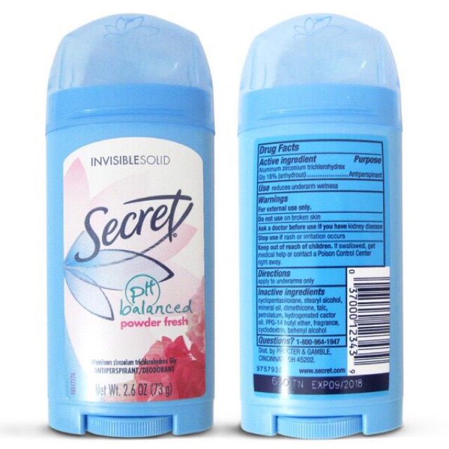Lăn nách khử mùi secret invisible solid usa cho nữ