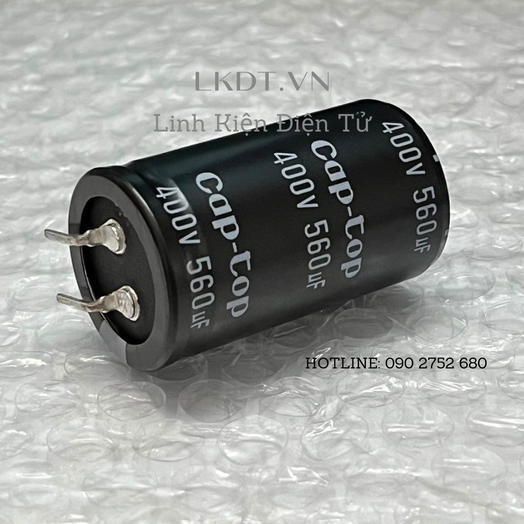 Combo 2 tụ điện 560uf 400v 30x50mm 105°c màu đen, chân quặp 90 độ
