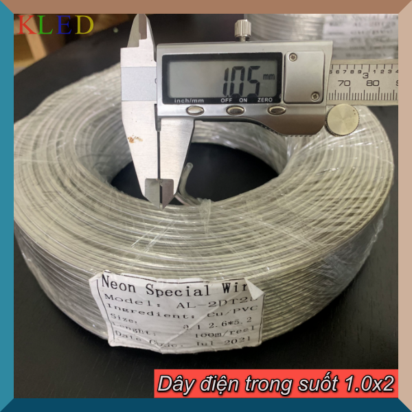 Cuộn 1.0 dây điện trong suốt cuộn 2 lõi 100m 1.0x2, dây điện trong suốt, dây điện neon, dây điện trang trí