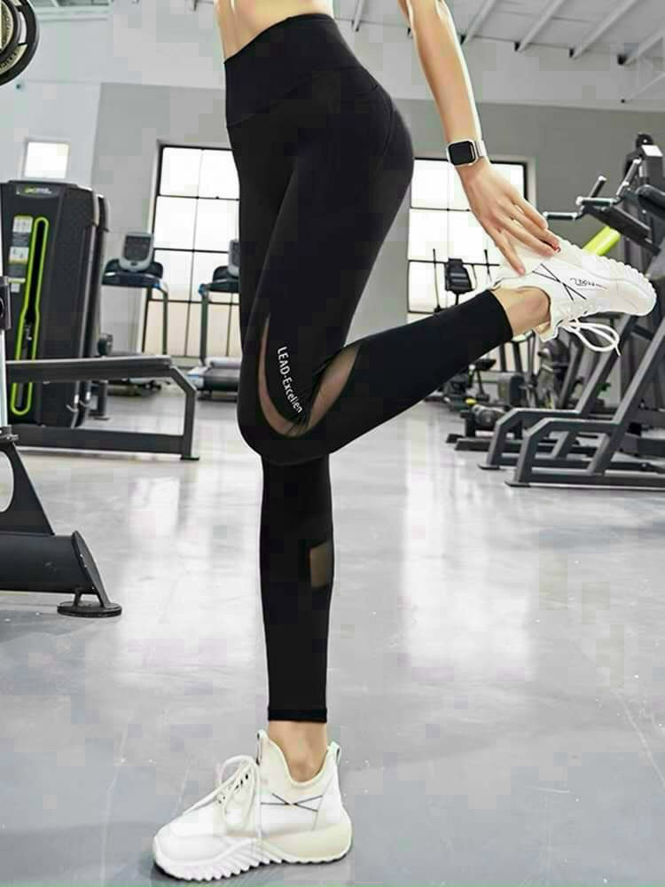 Quần tập Gym Yoga nữ phối lưới Lead quần dài legging phối lưới co giãn 4 chiều