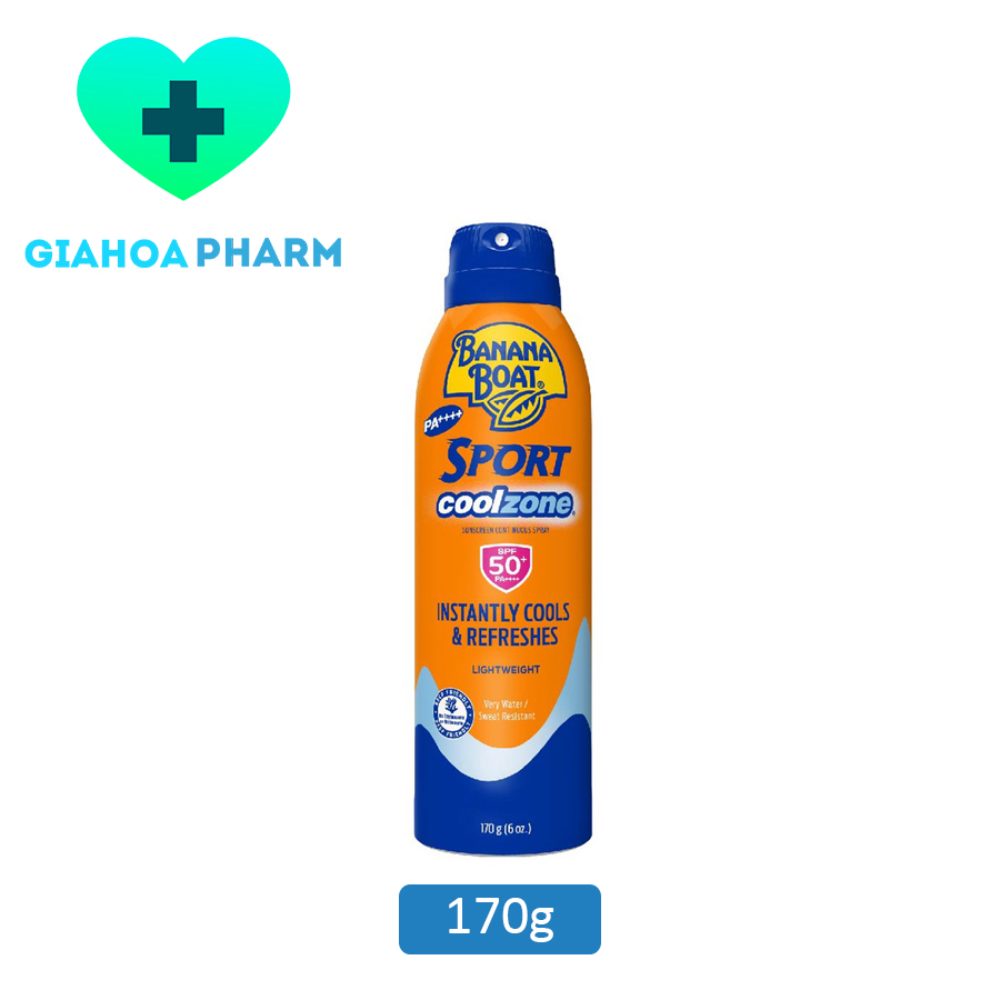 [CHÍNH HÃNG] Sữa chống nắng dạng xịt Banana Boat Sport Cool Zone Spray SPF 50 - Chống nắng mát lạnh thể thao, tắm biển