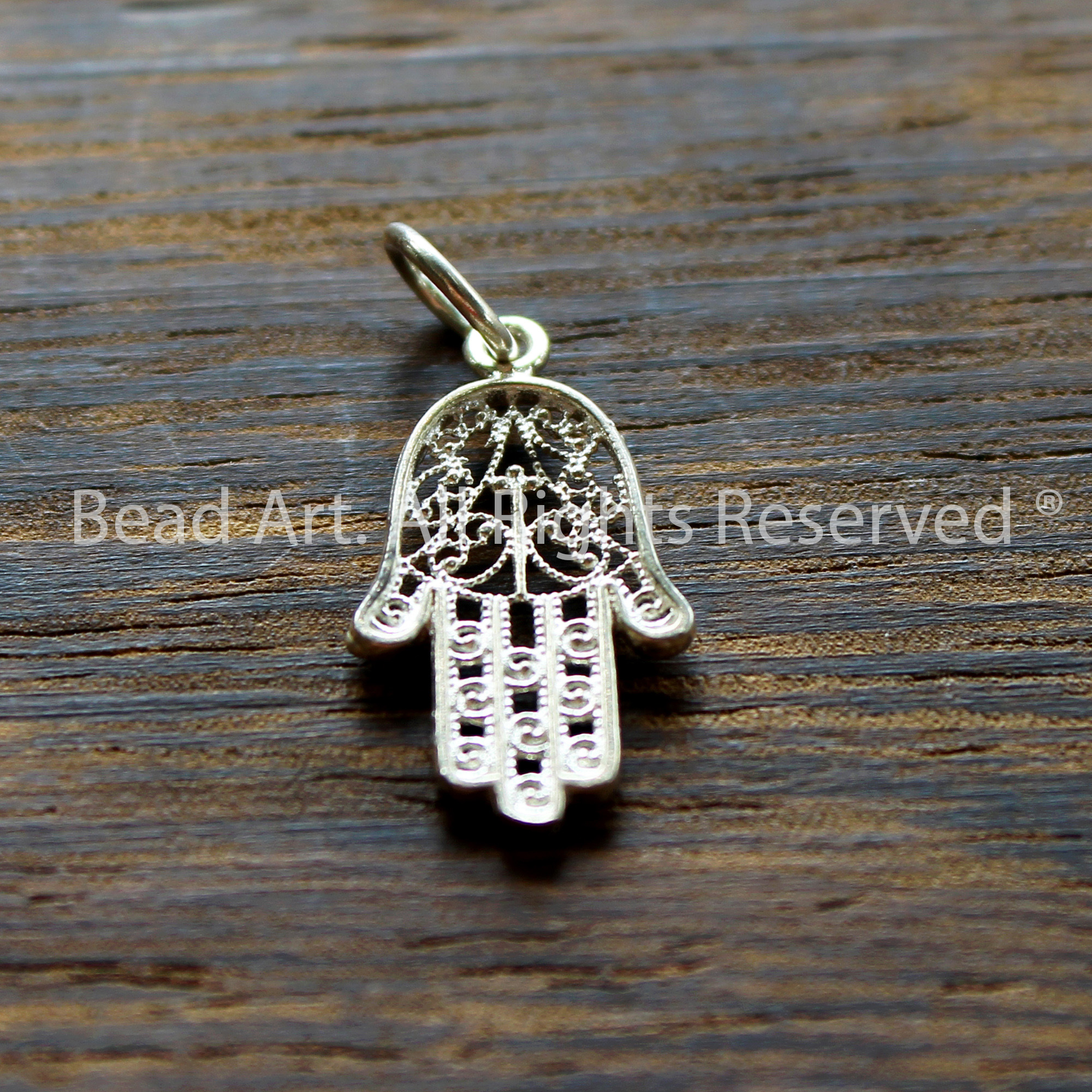 Charm treo bàn tay hamsa 10x19mm bạc 925, phụ kiện làm vòng tay, chuỗi hạt, trang sức phong thuỷ - bead art