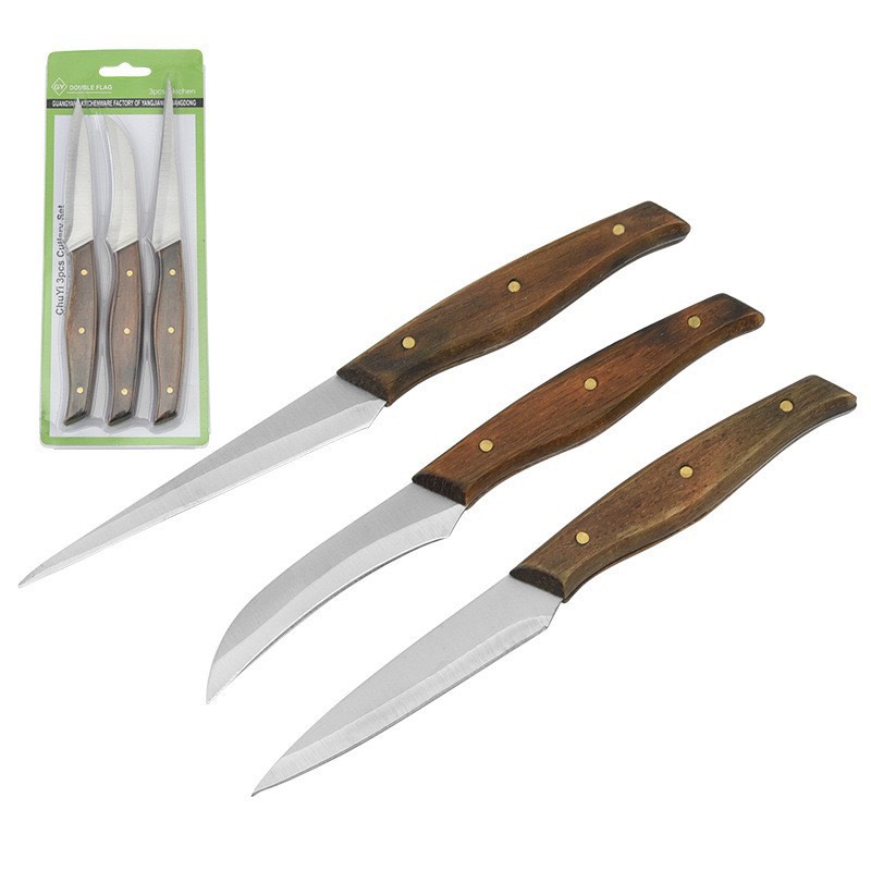 Set 3 dao, Bộ dao bằng thép không rỉ đa năng cắt tỉa hoa quả, tách lan kiếm - DK04
