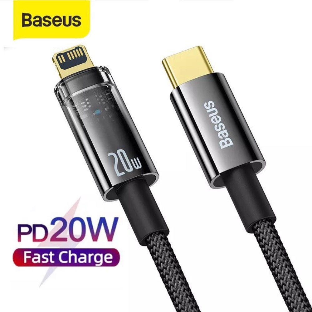 Dây sạc nhanh iphone 20w tự ngắt khi đầy pin Baseus - Cáp sạc type c to lightning bọc dù ip 11 12 13 14 promax ..