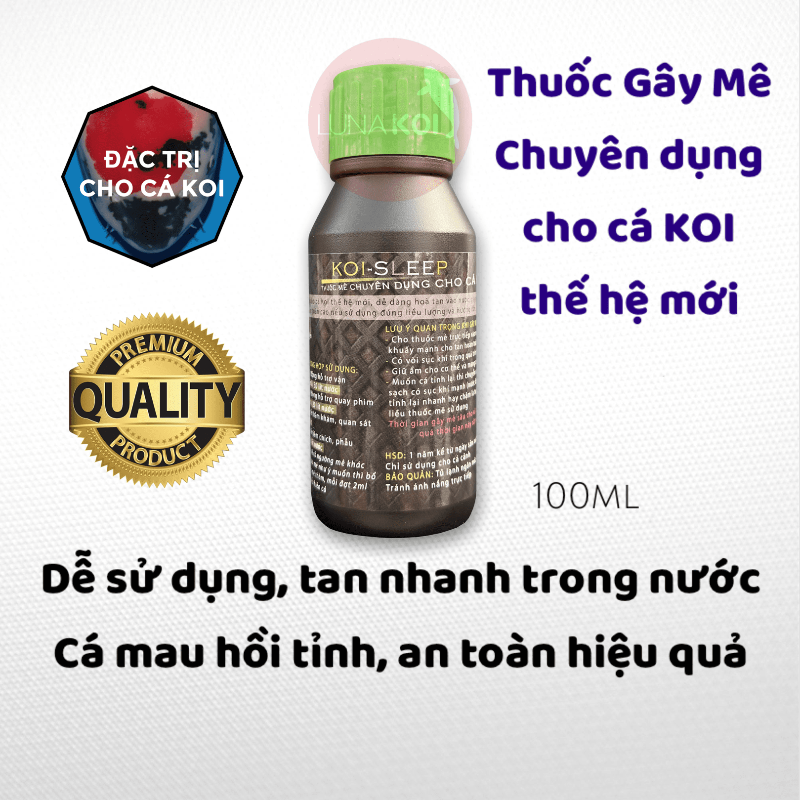 GÂY MÊ chuyên dụng cho cá Koi, cá cảnh cực kì an toàn, tác dụng nhanh, dùng để kiểm tra bệnh cá, không làm cá mệt 100ml