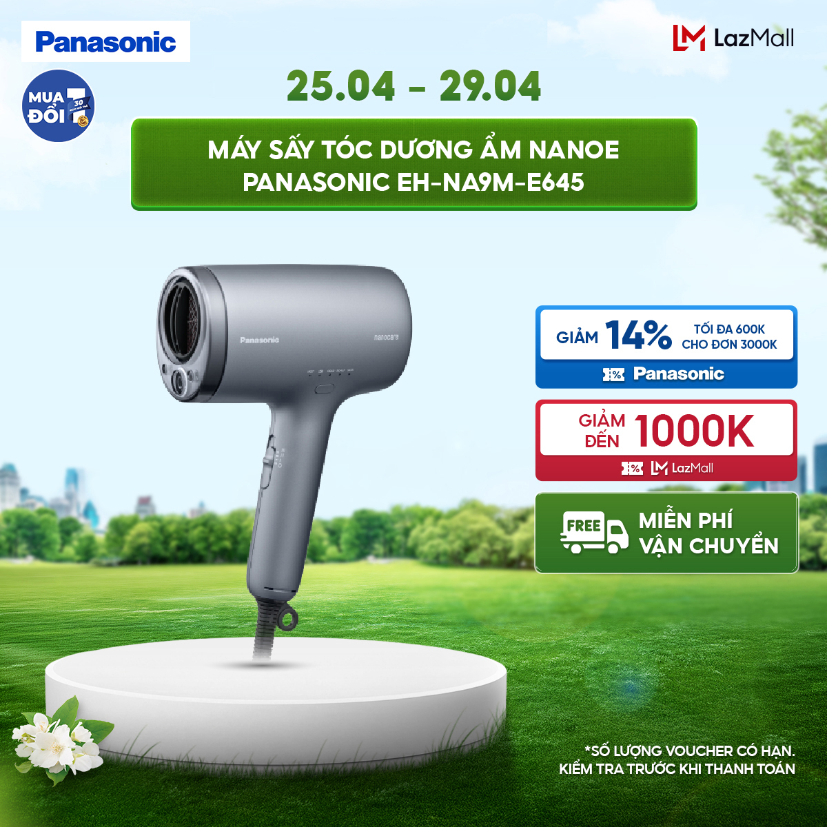 [Độc quyền Online]Máy sấy tóc dương ẩm nanoe và mineral Ion Panasonic  EH-NA9M mái tóc khỏe và đẹp hơn -  chống lại tia UV.