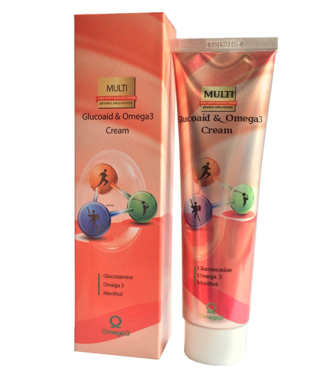 Dầu xoa bóp khớp Multi Glucoaid & Omega3 Cream 165ml, dầu lạnh Hàn Quốc, dầu đỏ, dầu lạnh xoa bóp khớp, Tetosi