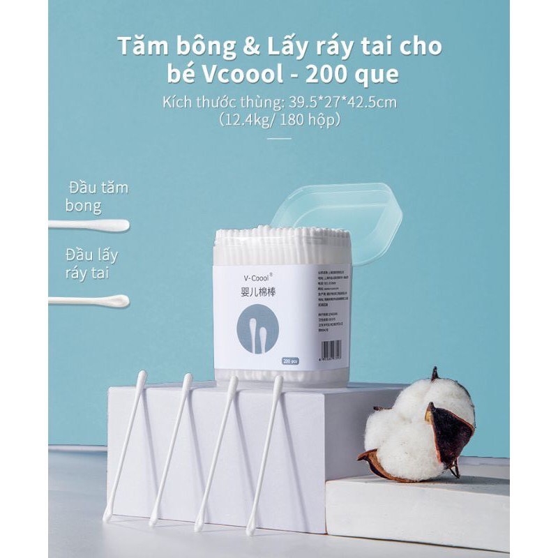 Com bo 2 hộp tăm bông vcool cho bé