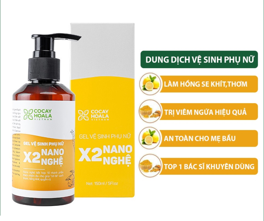 [HCM]DUNG DỊCH VỆ SINH PHỤ NỮ GEL X2 NANO NGHỆ Cocayhoala 150ml