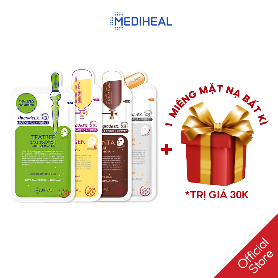 Mix 5 mặt nạ mediheal 2 teatree-2 collagen-1 lightbeam24ml x 5