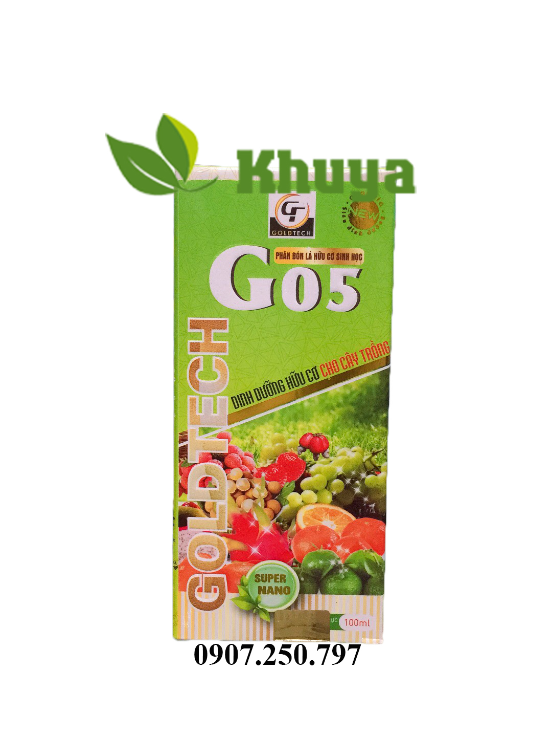 Phân bón hữu cơ sinh học goldtech g05 100ml chính hãng có giấy chứng nhận