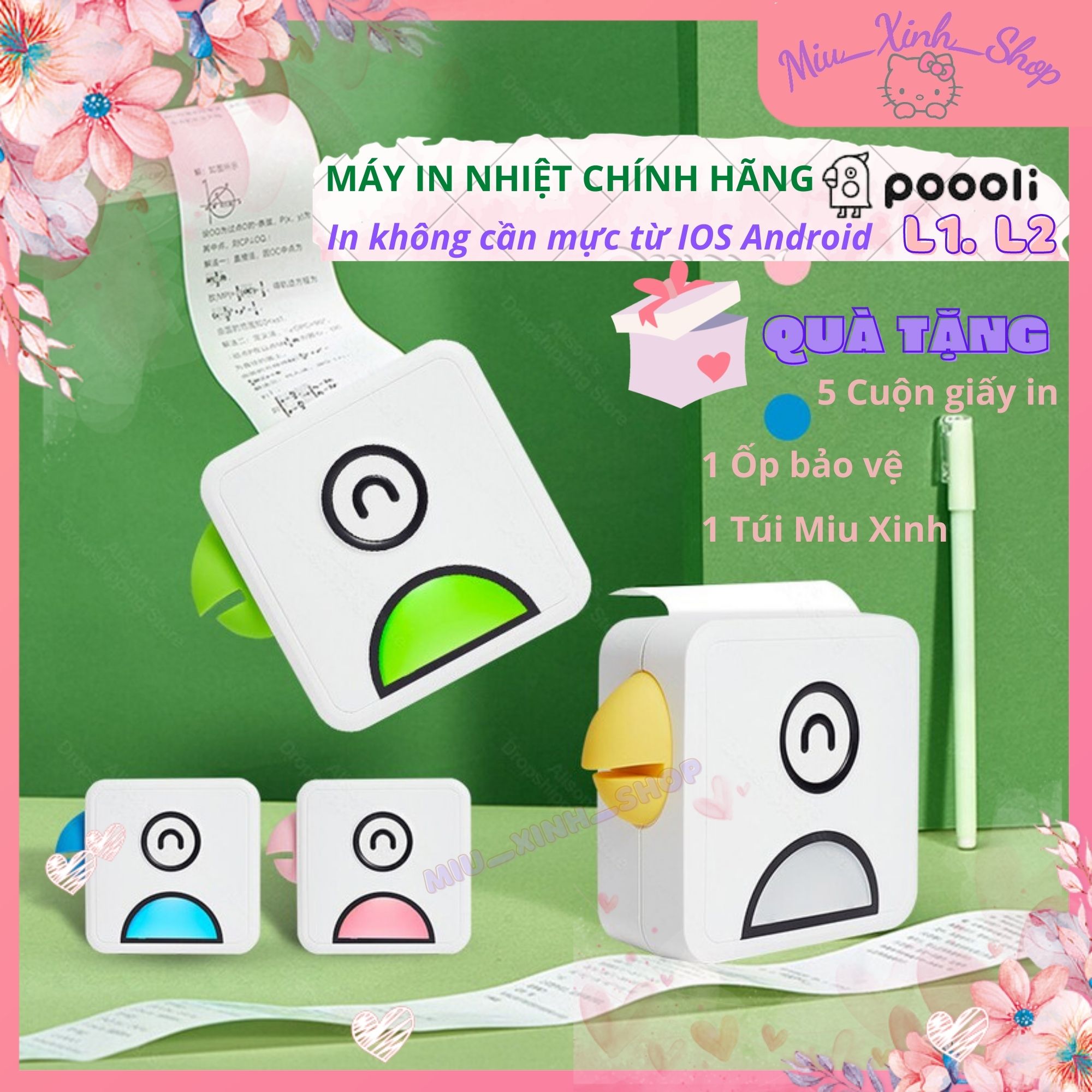 💞 Dễ thương - Chính hãng Poooli 💞 Máy in nhiệt mini bluetooth L1, L2 không dây bỏ túi 💞 di động 💞 peripage A6, Q7, Q7 pro, A9, A9s 💞 paperang P1, P2, P2s cho iphone 12, ipad, samsung s21, note 20 ultral, xiaomi, oppo