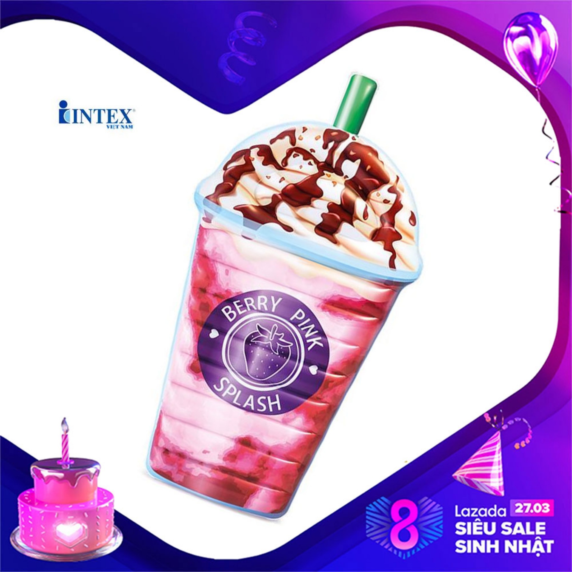 Phao bơi trà sữa khổng lồ siêu hot INTEX 58777 - Phao bơi cho bé, Phao bơi trẻ em, người lớn, phao hình