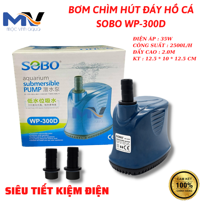 Máy bơm chìm hút đáy 360 độ hồ cá sobo wp-300d chạy êm ái và siêu bền bỉ | cửa hàng cá cảnh và thiết bị lọc nước hồ cá mộc vinh aqua