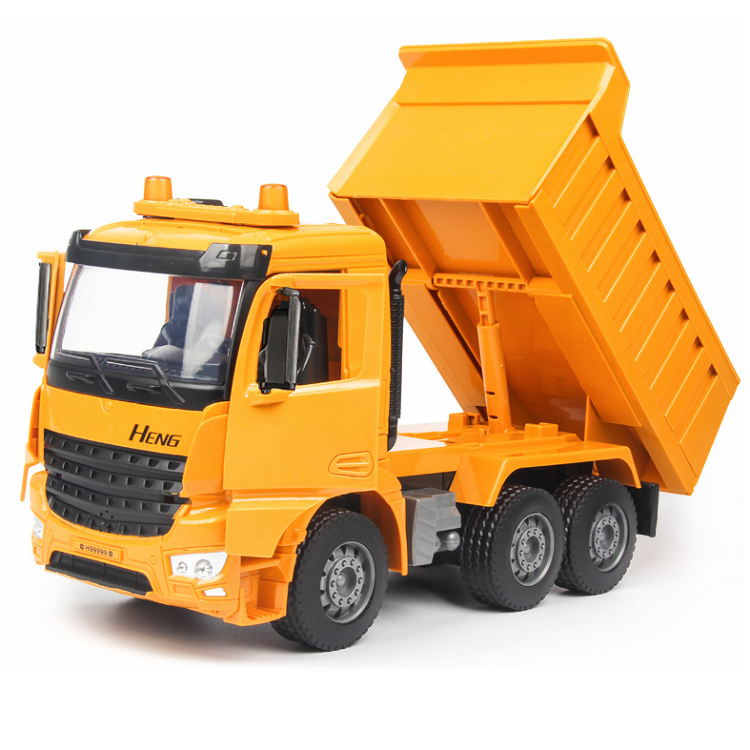 Xe ô tô tải chở hàng cỡ lớn đồ chơi trẻ em - Xe mô hình ô tô chạy đẩy trớn bằng bánh đà có đèn và âm thanh mở được cửa xe