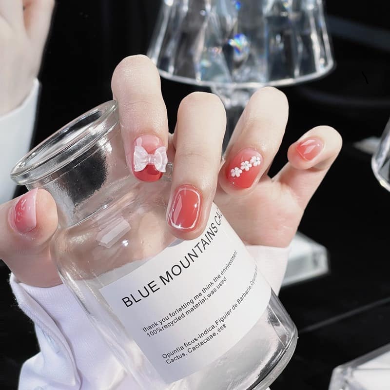 Hộp 24 Móng tay giả , móng giả A129 (Tặng keo dán móng tay )