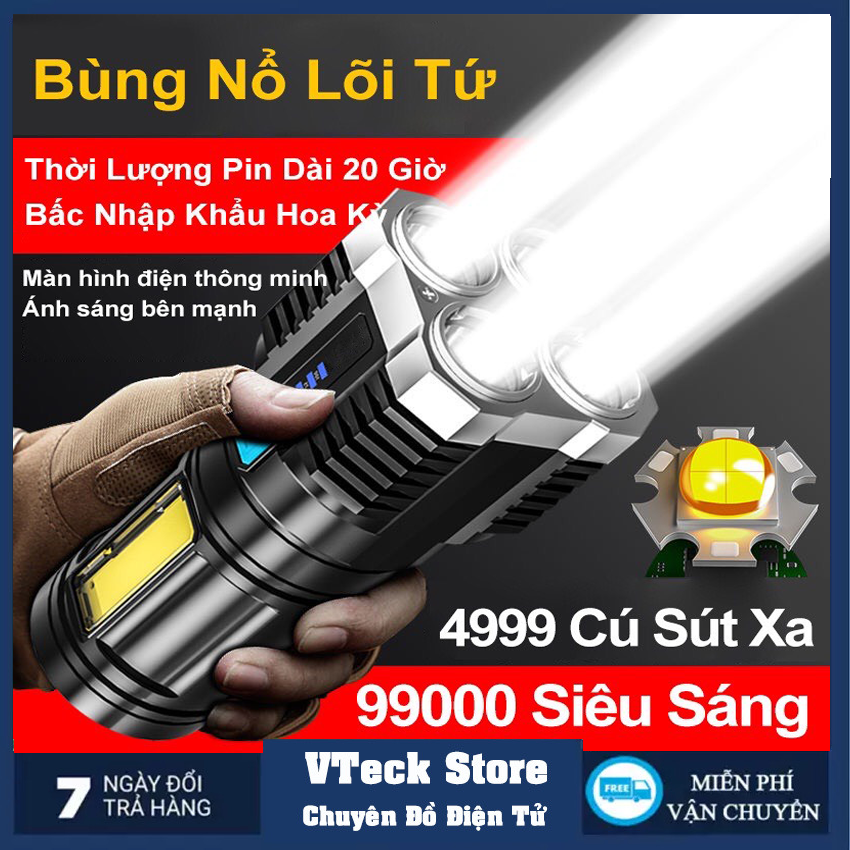 SmilingShark 863A Ánh sáng mạnh Đèn pin có thể sạc lại 4 led Đèn pin COB Đèn pin không thấm nước 4Modes để cắm trại Làm việc khẩn cấp