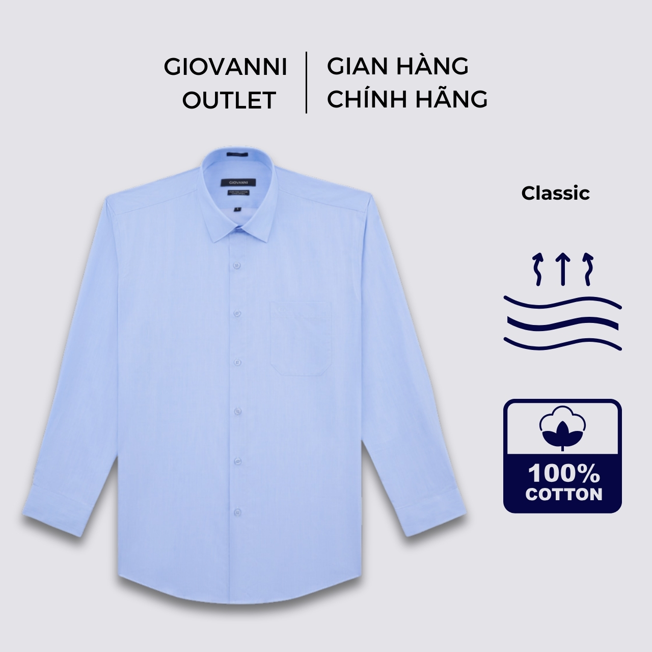 Áo Sơ Mi Nam Dài Tay GIOVANNI Chất Liệu 100% Pure Pima Cotton Cao Cấp GLS00-004