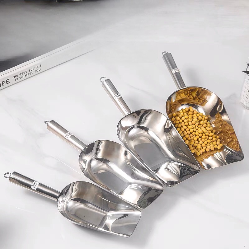 Xẻng xúc đá inox, muỗng xúc ngũ cốc đầu vuông