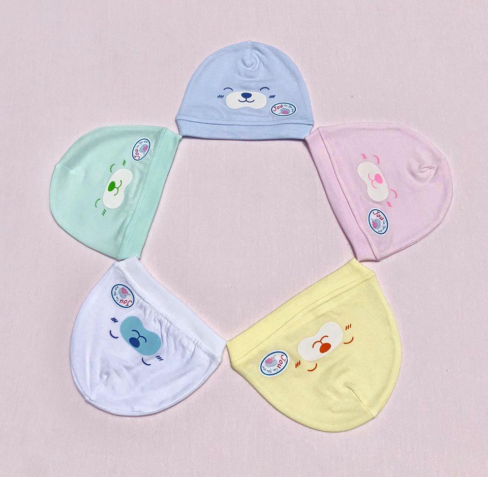 Combo 2 nón sơ sinh Jou màu vải cotton 100% mềm đẹp