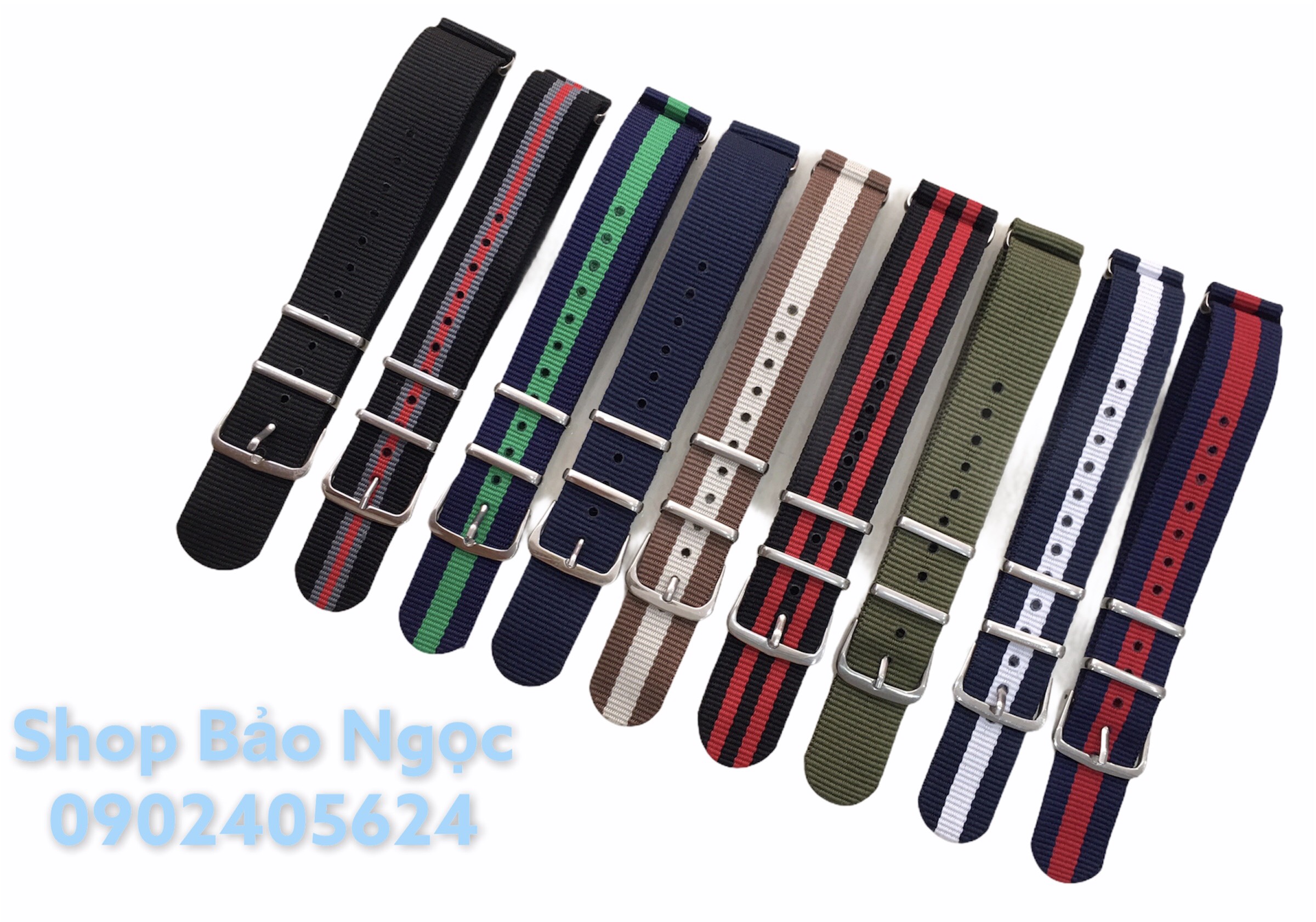 Dây đồng hồ vải dù Zulu nhiều màu size 18mm 20mm