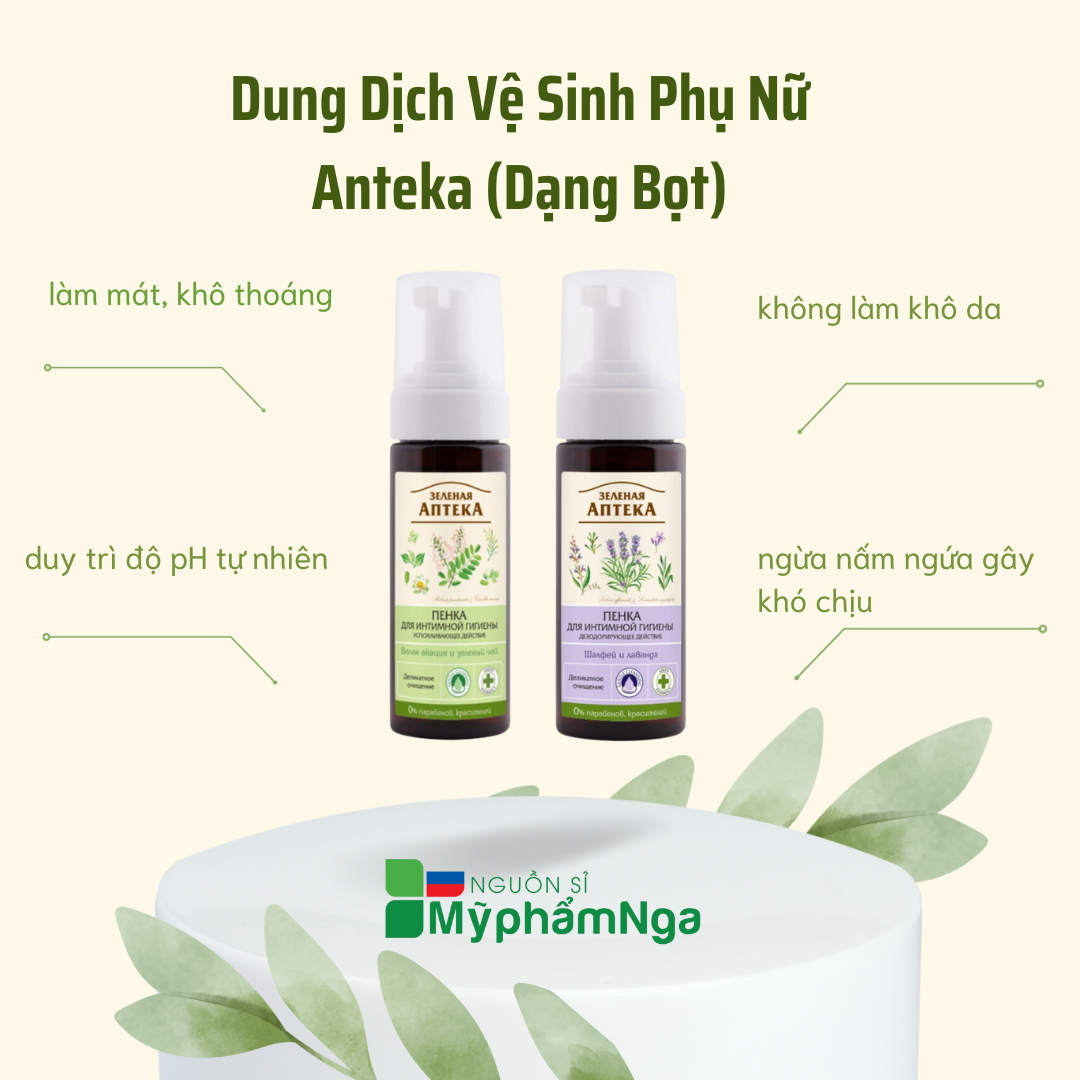 Dung dịch vệ sinh phụ nữ Nga Green Pharmacy dạng bọt - Tím