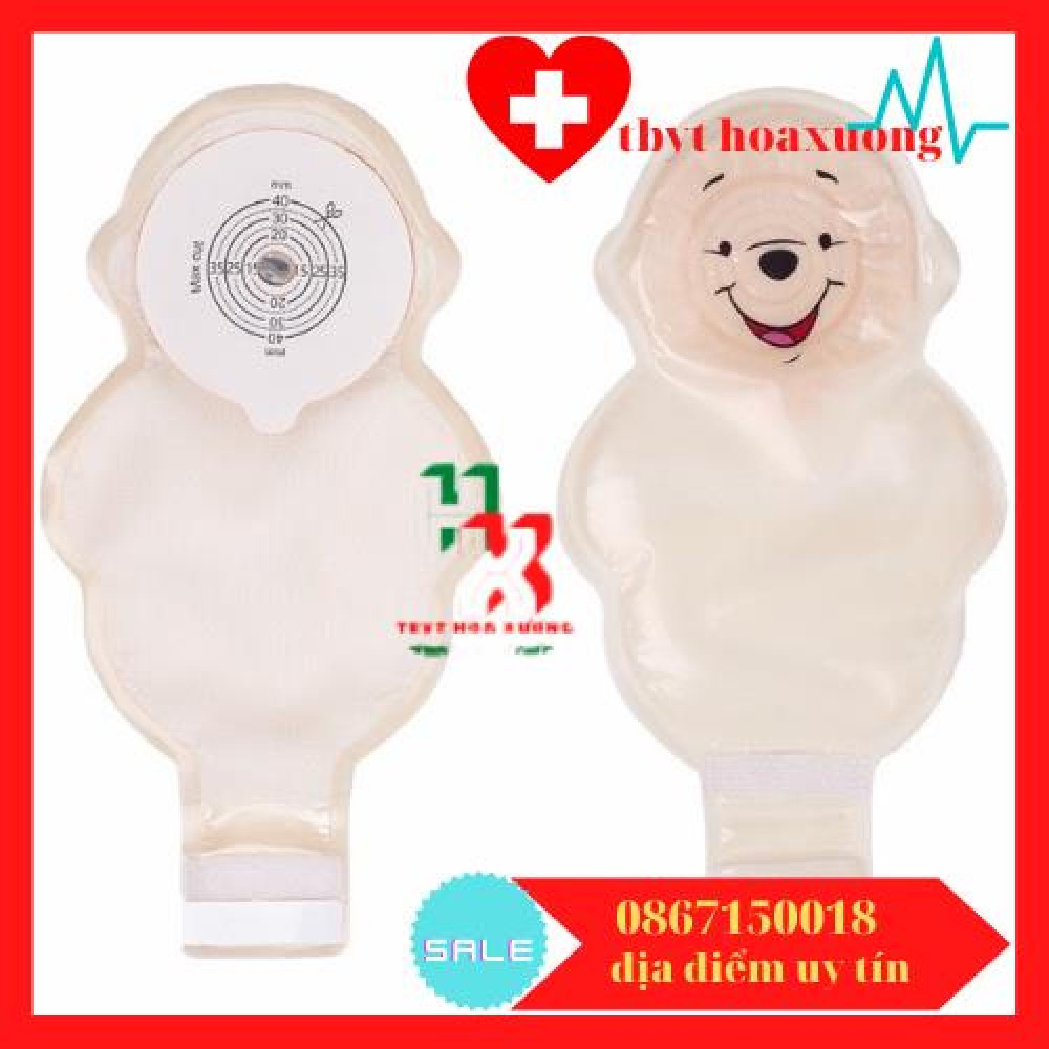 Hộp 10 Túi hậu môn nhân tạo con gấu cho trẻ sơ sinh