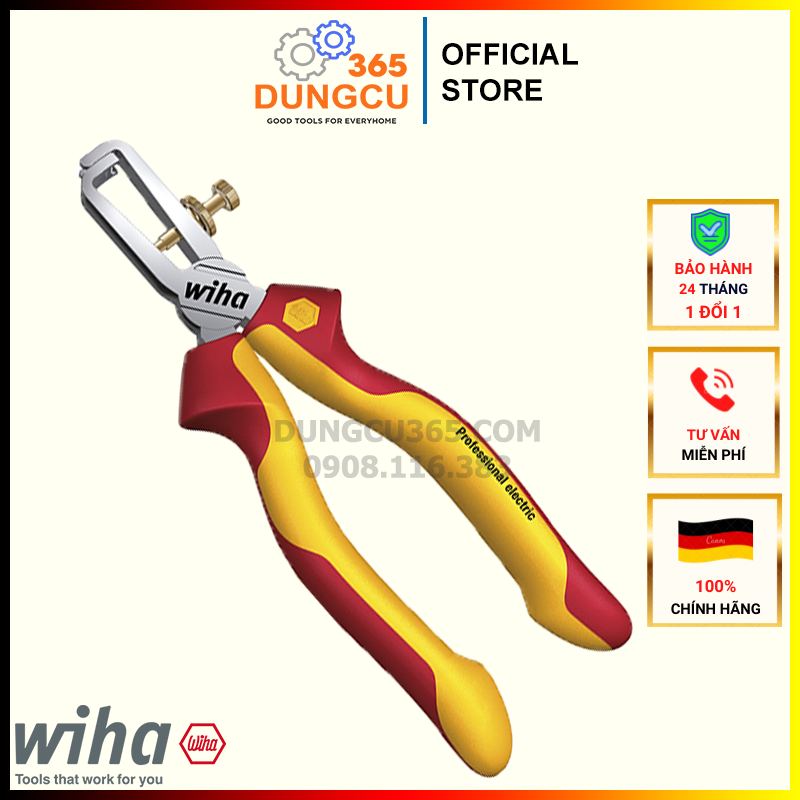 Kìm tuốt dây cách điện 1000v 160mm wiha 26847 germany - hàng chính hãng