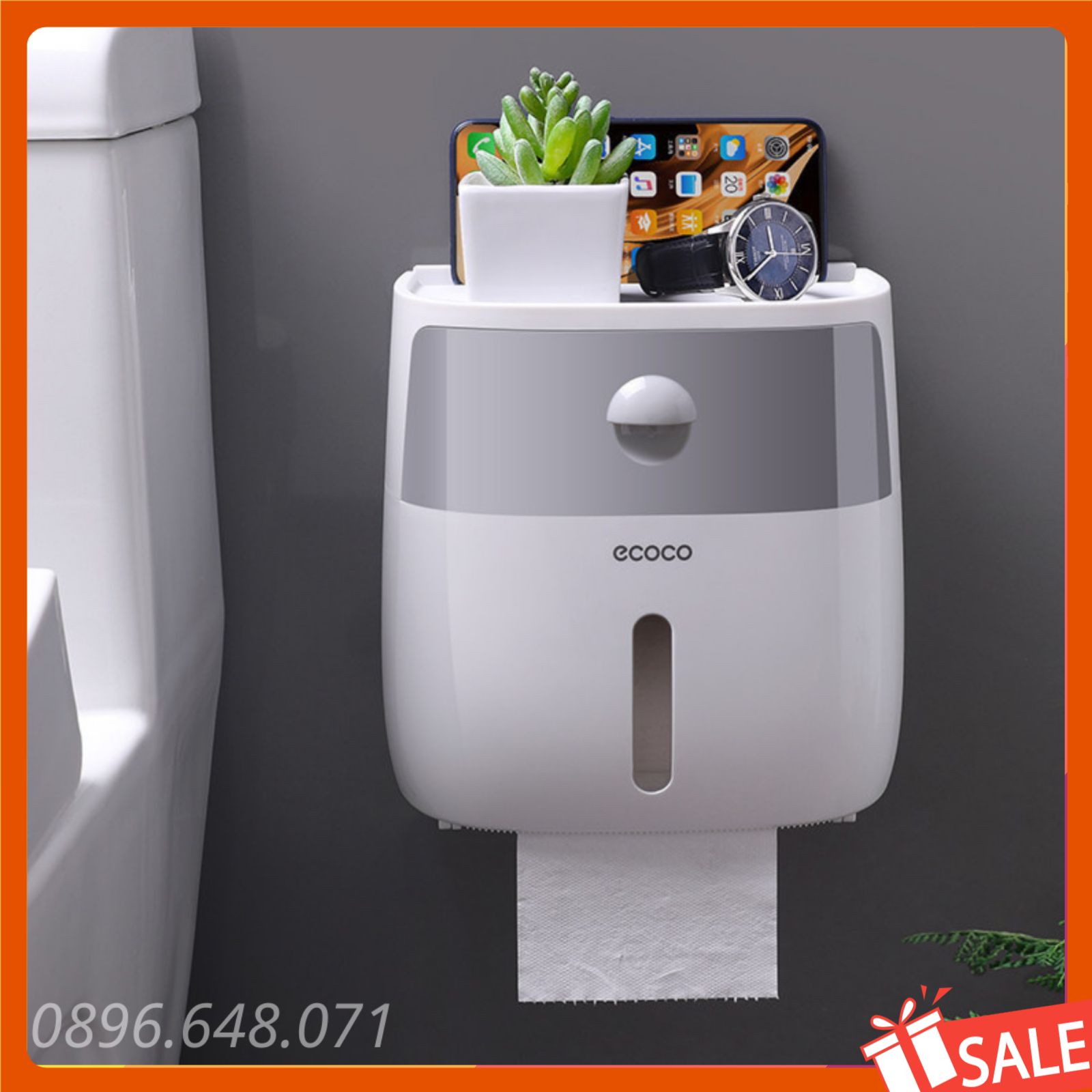 Hộp Đựng Giấy Vệ Sinh Ecoco Dán Tường Nhà Tắm - Kệ Để Giấy Vệ Sinh 2 Trong 1 Chống Thấm Nước