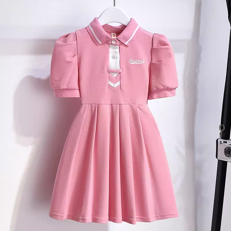Girls dress Western style children polo dress kids clothes big size girl dress ladies short sleeve dress for 12T - 4