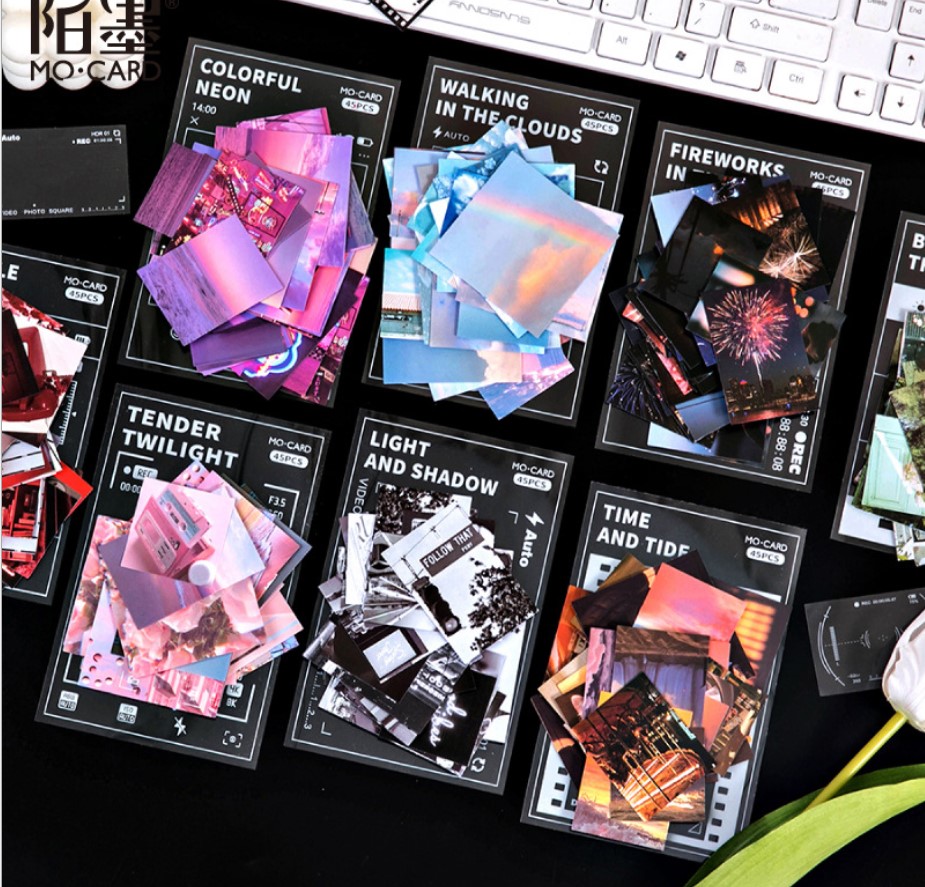 Sticker phong cảnh túi 45 miếng hình dán aesthetic trang trí sổ - Film temperature