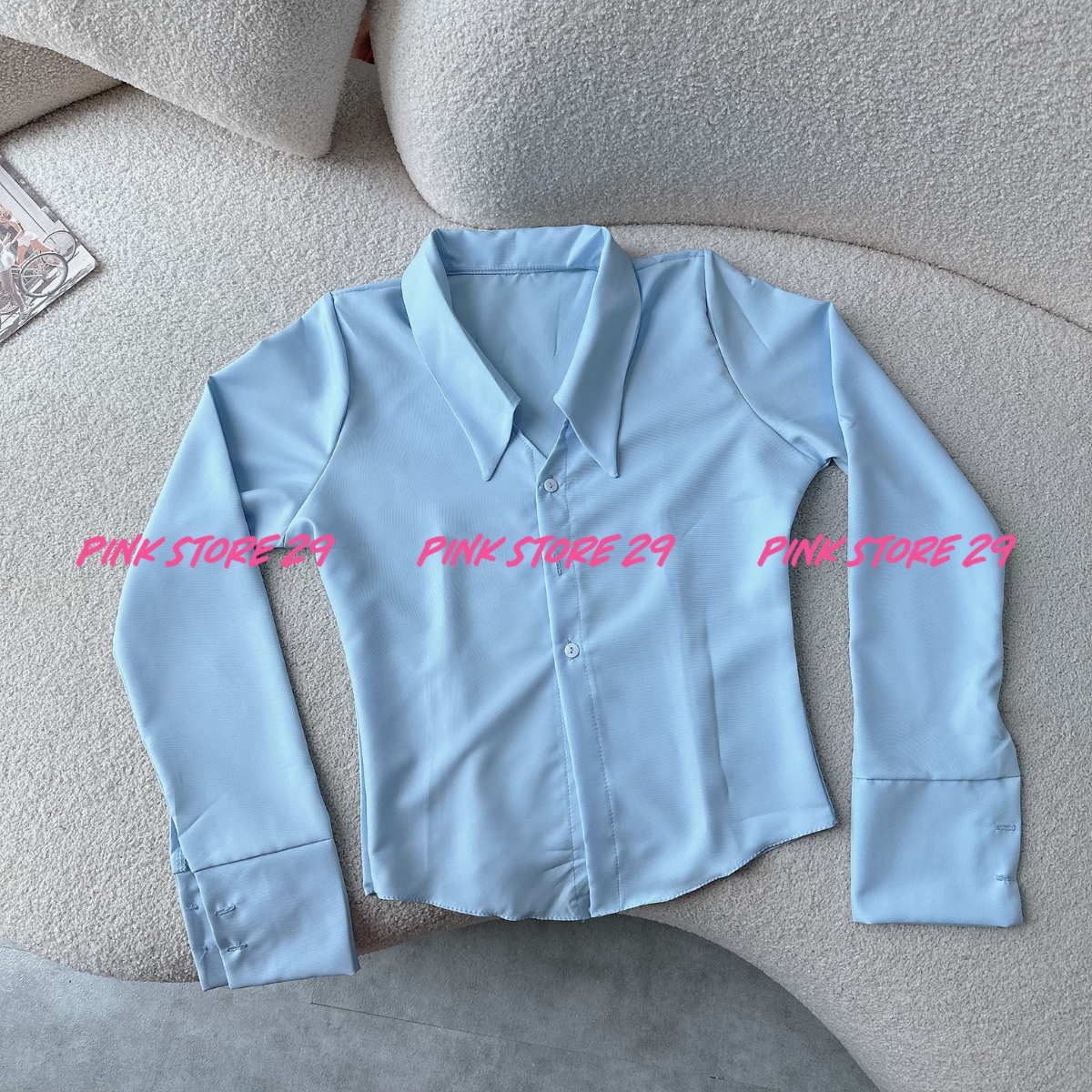 Áo sơ mi nữ tay dài, kiểu cổ bẻ PINKSTORE29 phong cách sang trọng cá tính A5787