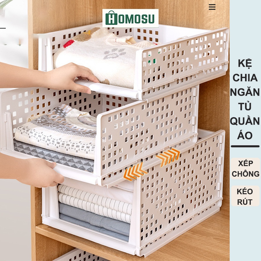 Kệ chia ngăn tủ quần áo, kệ đựng quần áo có thể xếp chồng q007