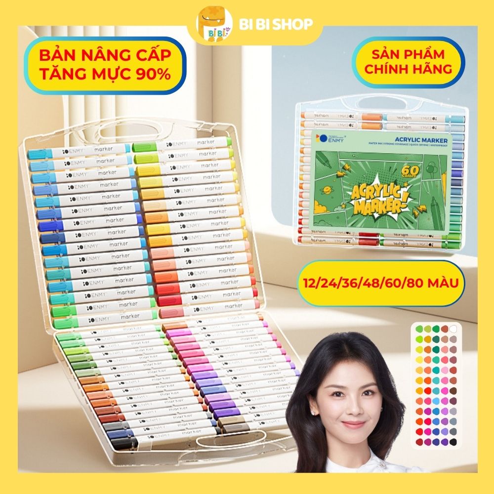 Bút màu ENMY Acrylic Marker 12/24/36 +80% mực vẽ trên mọi chất liệu